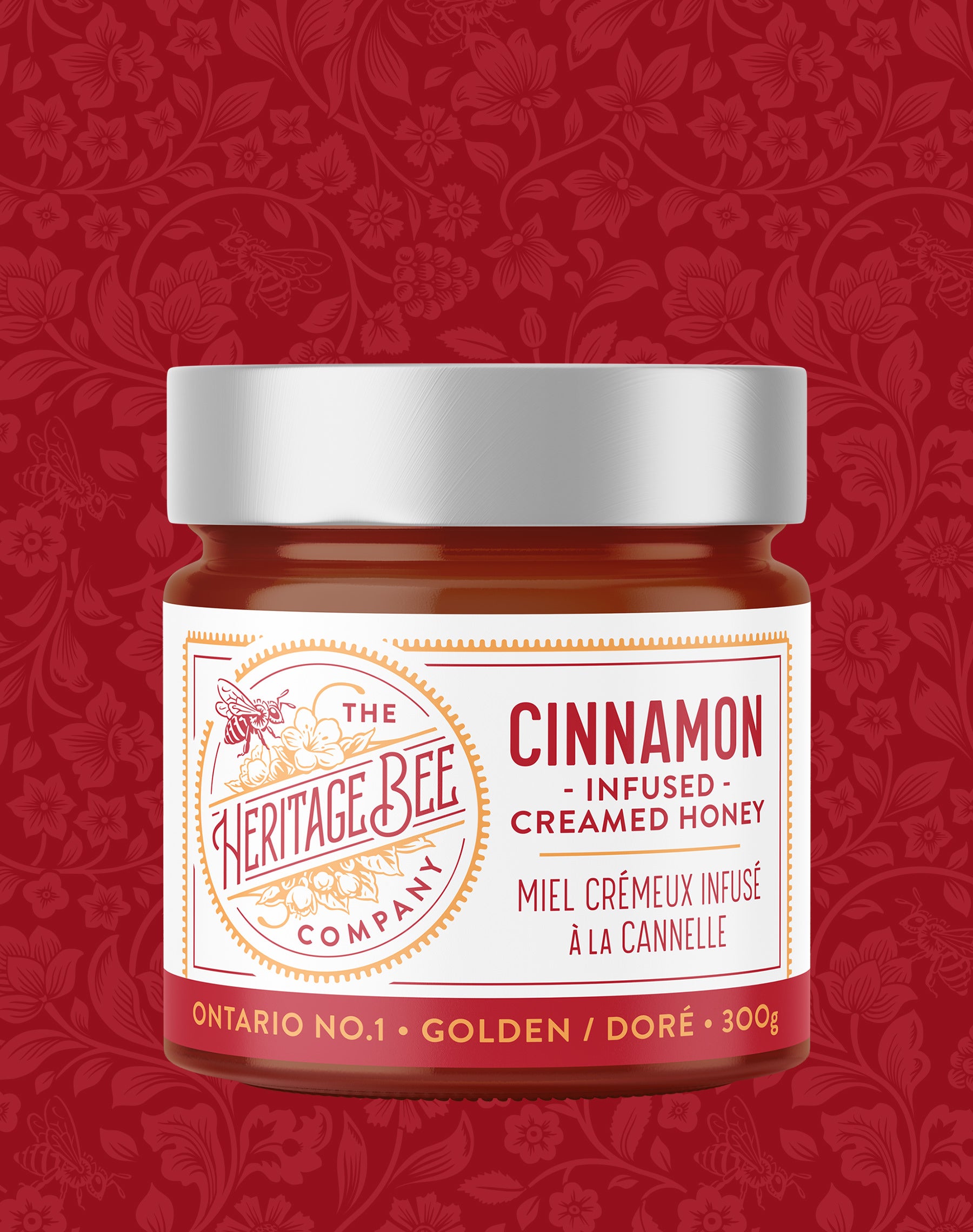 Unpasturized 100% Ontario creamed wildflower honey infused with Ceylon cinnamon. Gourmet honey handcrafted by Heritage Bee Co.