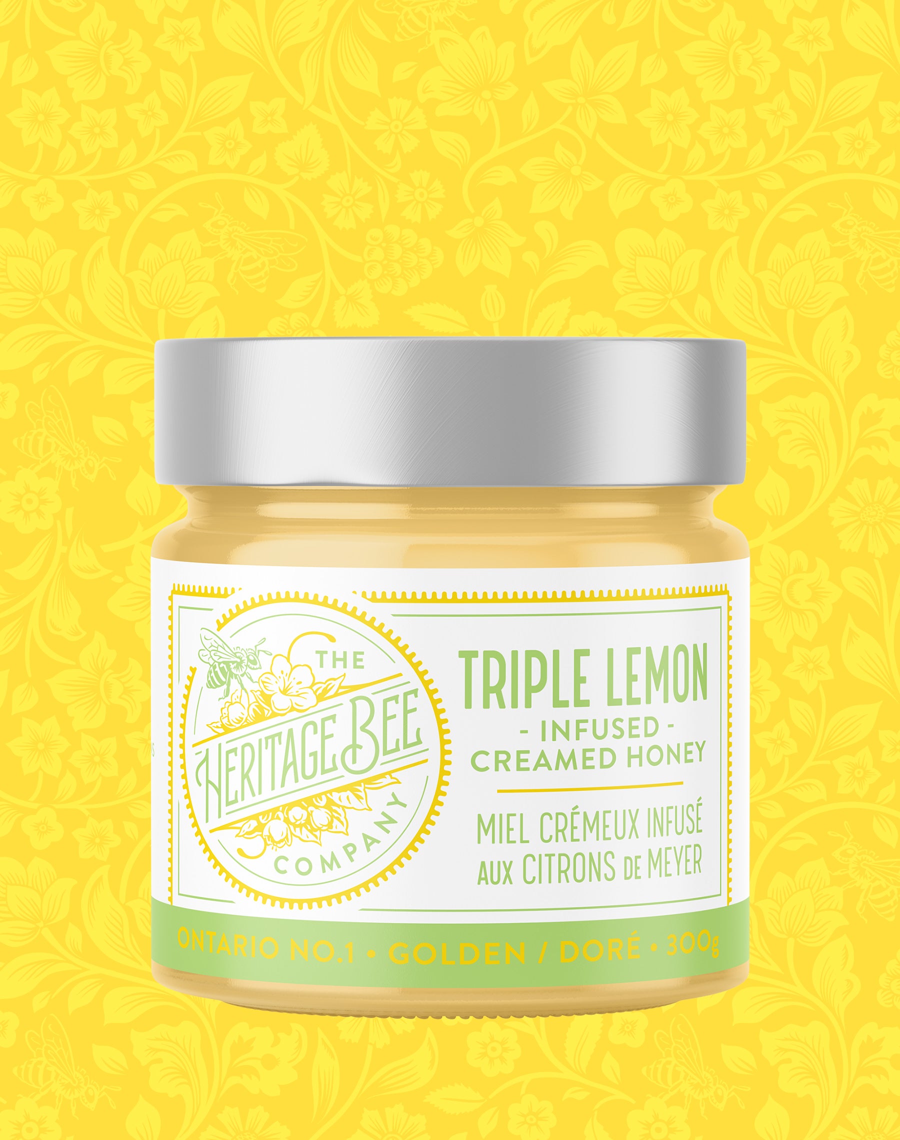 Each jar of Heritage Bee Co's triple lemon honey is infused with premium lemon oil, freshly squeezed organic Meyer lemon juice, and organic Meyer lemon zest. 100% Ontario handcrafted gourmet honey.