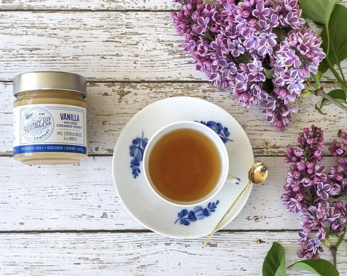 Vanilla Creamed Honey - Heritage Bee Co. Vanilla creamed honey paired with tea for a sweet vanilla addition.