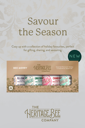 BEE MERRY Gourmet Honey Gift Set & Gold Honey Spoon
