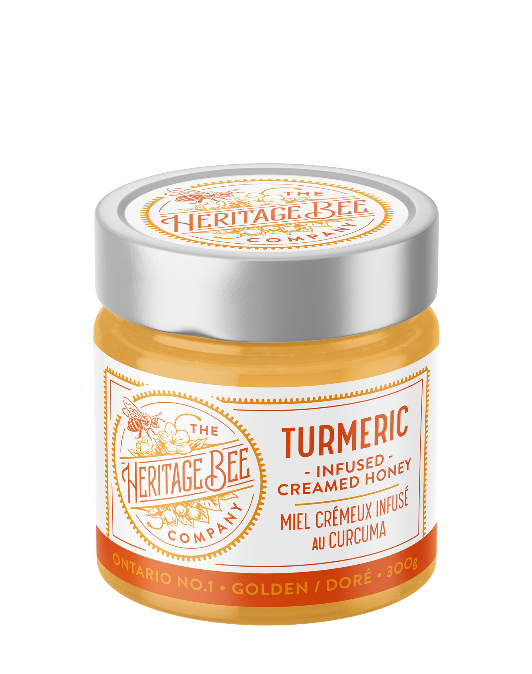 Heritage Bee Co's 100% Ontario creamed wildflower honey infused with certified organic turmeric. Handcrafted by our beekeepers with a splash of black pepper oil to support the absorption of curcumin, the main active ingredient in turmeric.